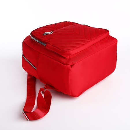City backpack of textiles on lightning, 2 outer pockets, red color-2