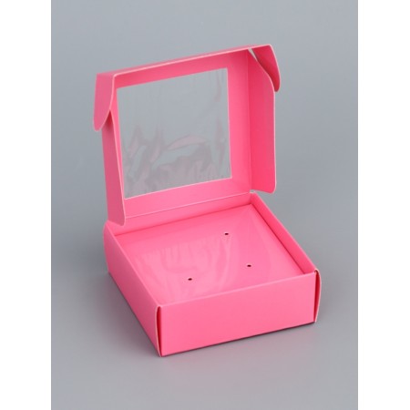 PVC jewelry box window 8 x 8 x 3 cm, pink-1