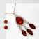 Set 2 objects: earrings, pendant “drops” quartet, red-white color in gold, 48 cm