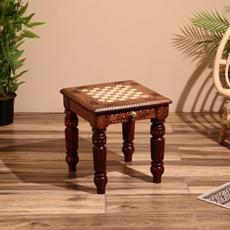 Chess table 37x37x40 cm, with figures, wood of shisham