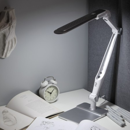 NLED-497-12W-S desktop lamp on the clamp and with the base of silver