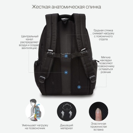 Youth backpack 41.5 x 29 x 18 cm, Grizzly, ergonomic back, laptop department, blue/khaki-1