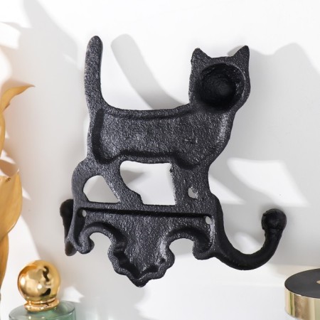 Decorative metal hooks "Home cat" 16x4x16 cm-3