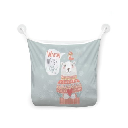 Organizer in a bath on suction cups “warm winter wishes”, for storing toys and trifles, size 33x39 cm-2