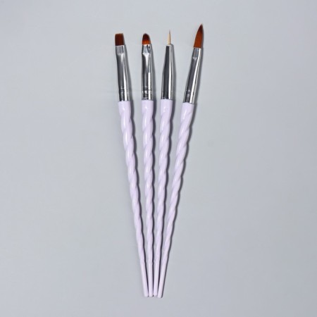 A set of brushes for building and design of nails, 4 pcs, 18 cm, lilac/silver color-2