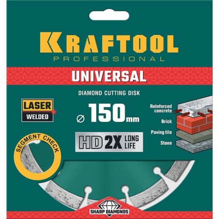 Diamond disk Kraftool 36680-150, 10 x 2.4 mm, d = 22.2 mm, 150 mm-2