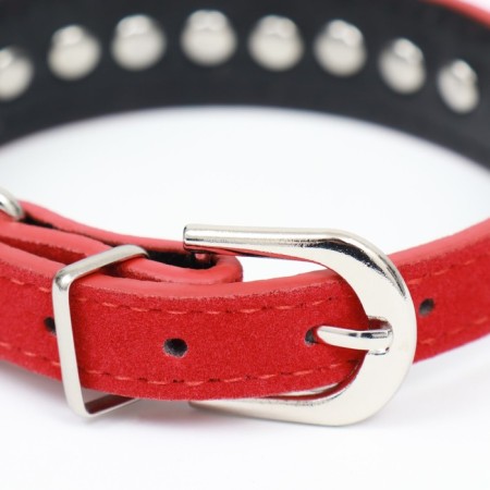 Collar "velvet and rhinestones", 31 x 1.3/2 cm, Osh 22-28 cm, red-2