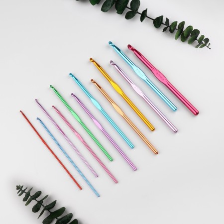 A set of hooks for knitting, d = 2-8 mm, 14.5 cm, 12 pcs, color colorful color-1