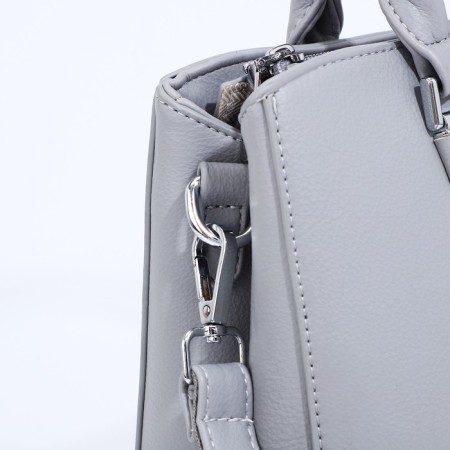 Lightning tout bag, outer pocket, long belt, gray color-4