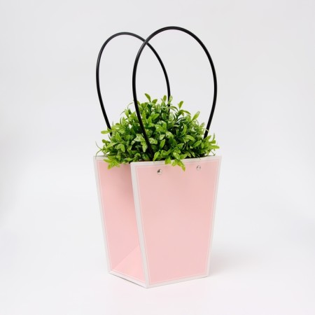 Bag for flowers light pink, moisture resistant, 17x17-11.5x11.5-20 cm 6