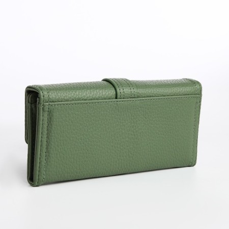 Women's wallet on the button, green color-1