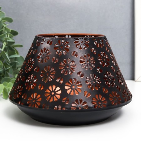 Summary Metal for 1 candle "Chamomile" black with gold 11.5x17x17 cm-1