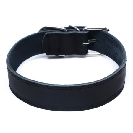Collar of two-layer leather on suede, 3.5 cm, osh 41-51 cm, black-1
