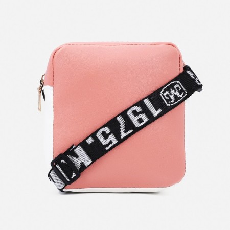 Baby bag on a long belt, external pocket, pink color-1