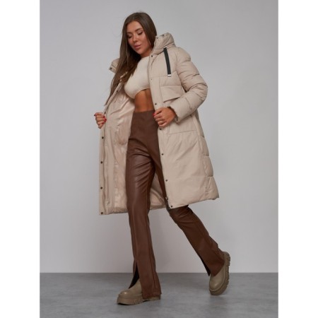 Coat insulated winter female, size 46, beige color-14
