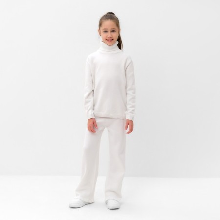 Knitted children's suit (sweater and trousers) minku, milk color, height 152 cm