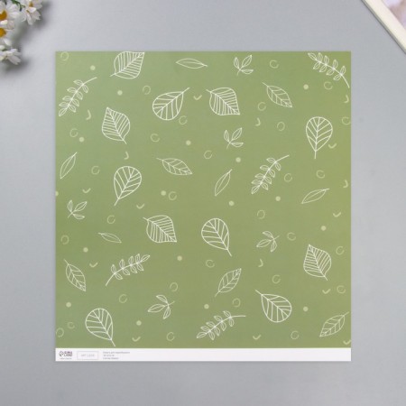Scrapbooking paper "Green leaves" density 180 grams set 5 pcs 30.5x32 cm-2