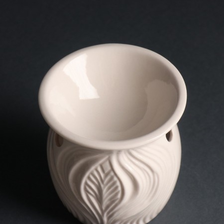 Aroma lamp ceramics "Foliage" White 8.9x8.9x9.3 cm-4