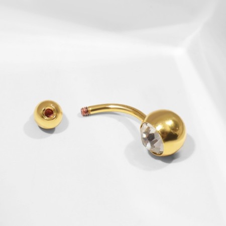 Piercing in the navel "Banana", l = 2.2 cm, white color in gold-1