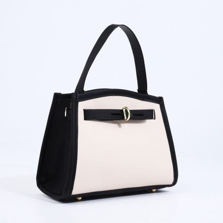 Bag Cross-Bodi with a zipper, white/black color-3