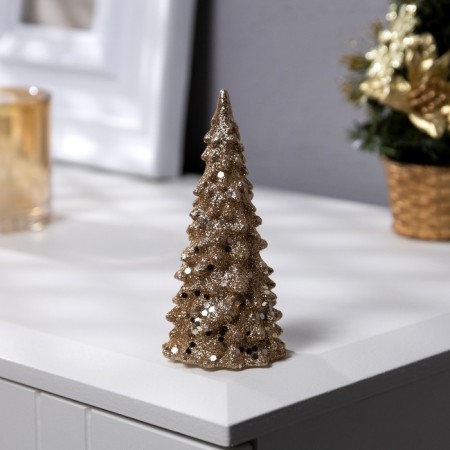 LED figure "Golden Christmas tree" 5 × 12 × 5 cm, plastic, LR44 batteries, glow warm white-1