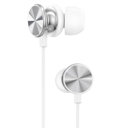 Hoco M96 headphones, wired, vacuum, microphone, 1.2 m, silver-3