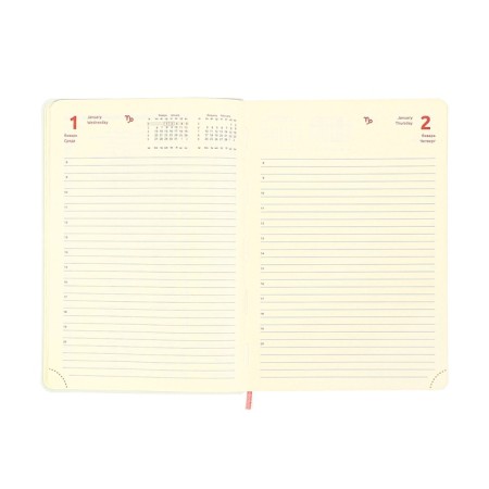 Daternage Dated 2024 A5 176 sheets, Devente.nobile, soft cover of artificial leather, lies, cream block 70 g/m2, coral-11