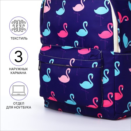 School backpack of textiles on a zipper, 3 pockets, pencil case, color violet-2