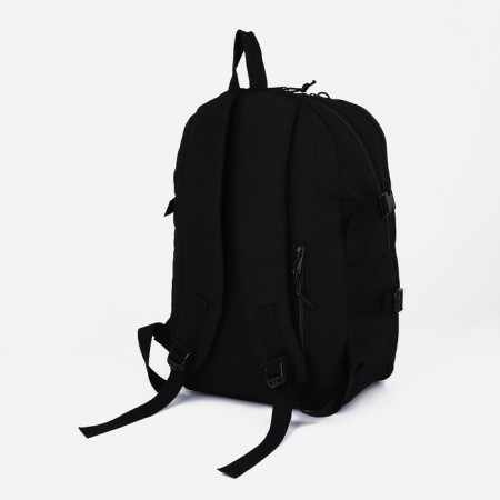 Young backpack from textiles on lightning, 3 pockets, black color-3