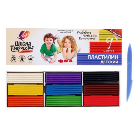 Plasticine 9 colors 180 g "School of Creativity"