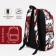 School backpack of textiles on lightning, 3 pockets, brown color