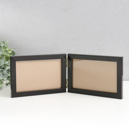 Photo frame plastic 10x15 cm, double horizontal, black