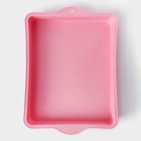 Baking uniform with handles of the rectangle, silicone, 30 × 22 cm, pink color-2