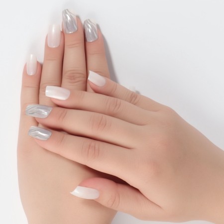 Zebra overhead nails, 24 pcs, with glue plates, soft square shape, white/silver color-11