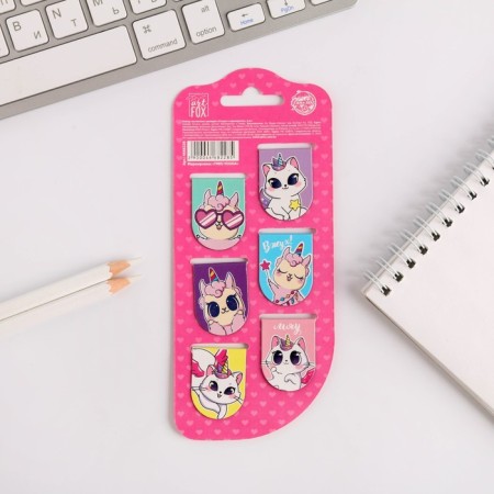 A set of magnetic bookmarks 6 pcs on the substrate "I believe in unicorns"-1
