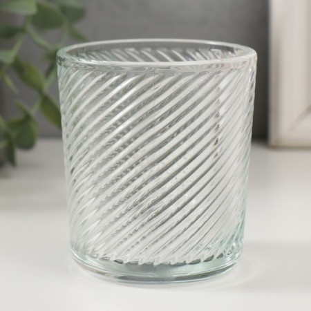 Bank for candles glass "inclined lines" transparent 200 ml 7.5x7.5x8.2 cm-1