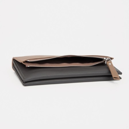 Women's wallet on magnets, gray/beige color-4