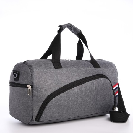 Road bag on lightning, 3 external pockets, a long belt, the color is gray