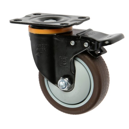 Furniture wheel Cappio d = 100, on the site, with a stop, rotary, TPR coating