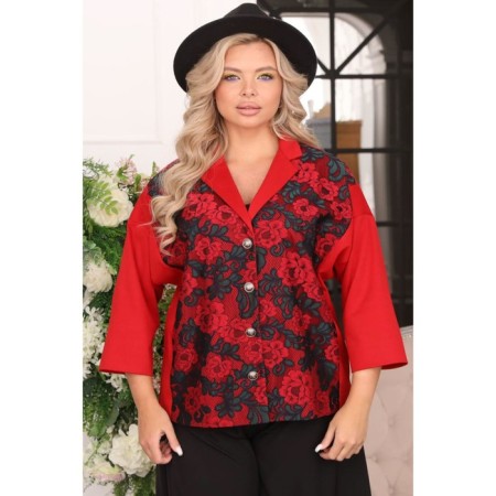 Female jacket, size 52, red color-2