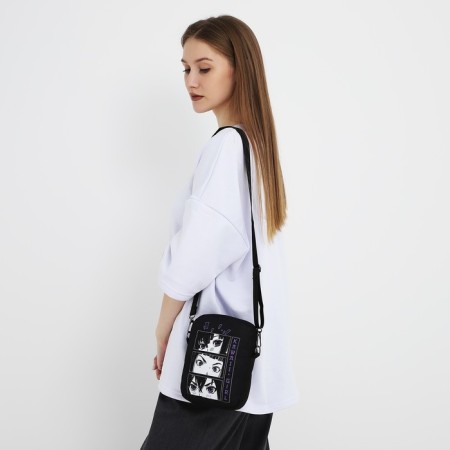Youth bag with zipper, black color-6