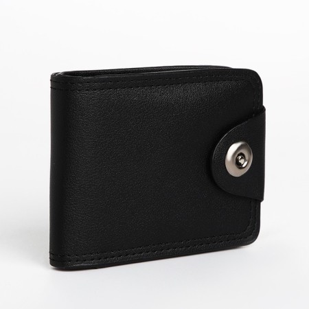 Male purse for magnet, department for bills, for maps, for coins, black color