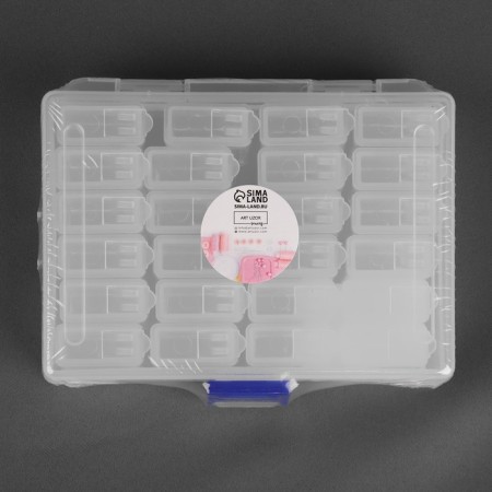 A set of jars for needlework, 24 pcs, 1.3 × 2.7 × 2.8 cm, in a container, 13 × 10 × 3.5 cm, the color is transparent-2