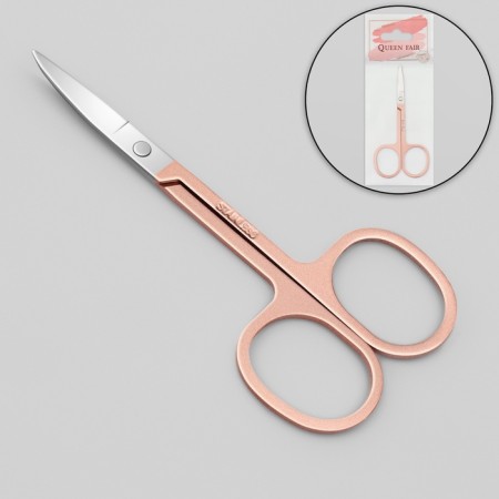Scissors are manicure, narrow, bent, 8.5 cm, silver/pink gold color-1