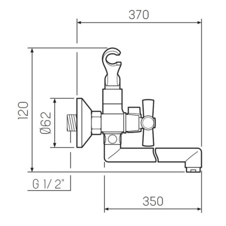 Bath mixer "RMS" SL138-140P, pour 350 mm, shower set, zinc, chromium-4