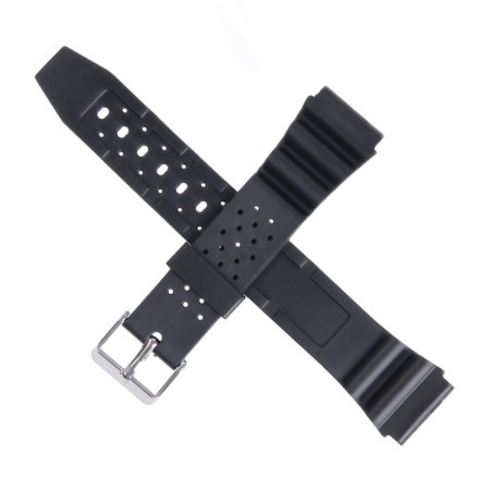 Watch strap, 18 mm, silicone, l-22.5 cm, black