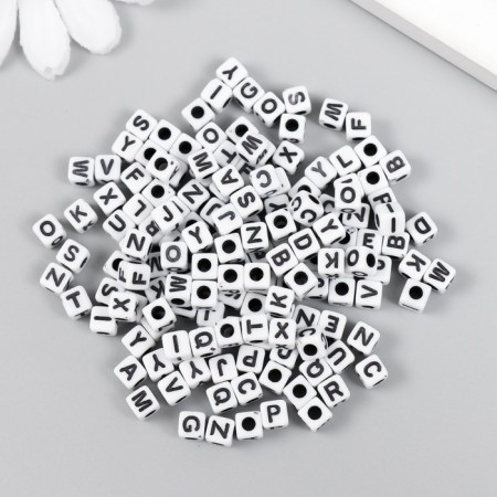 Beads for creativity plastic "English letters on a cube" White set 15 grams 0.5x0.5x0.5 cm 547302