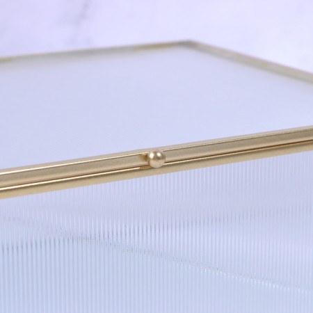 Organizer for storage "Ripples", with a lid, glass, with a mirror -bottom, 1 section, 25 × 17.5 × 8.5 cm, the color is transparent/copper-7