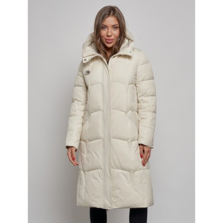 Coat insulated winter female, size 46, beige color-7