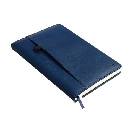The diary is low, A5 160 sheets, leatherette, DEVENTE. Klint, a solid cover with foam rubber, pocket, lies, block 70, blue-2